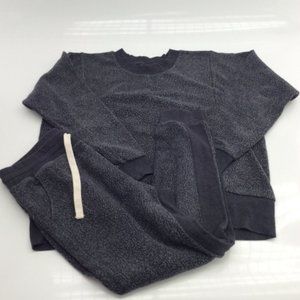 Gray Zella Fleece Drawstring Jogger & Crewneck Top & Bottom Set